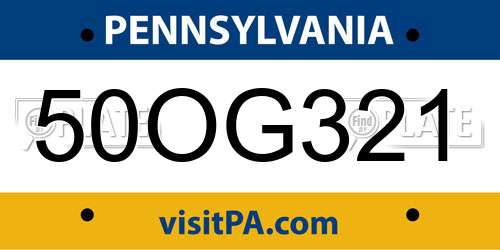 50OG321 Pennsylvania License Plate