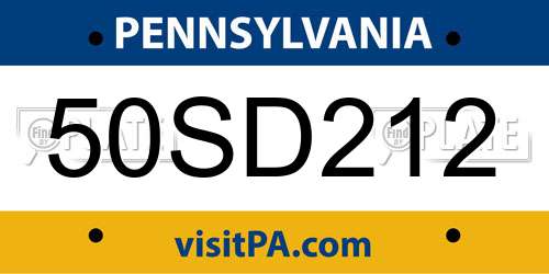 50SD212 Pennsylvania License Plate