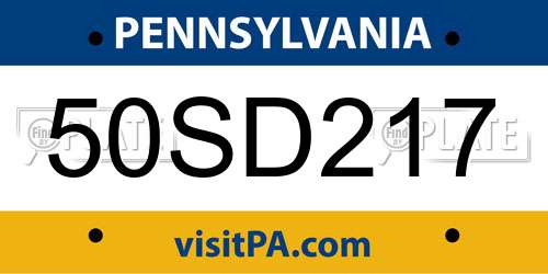 50SD217 Pennsylvania License Plate