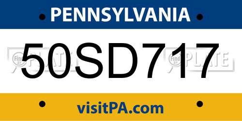 50SD717 Pennsylvania License Plate
