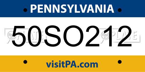 50SO212 Pennsylvania License Plate