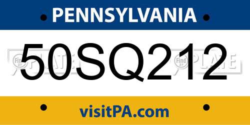 50SQ212 Pennsylvania License Plate