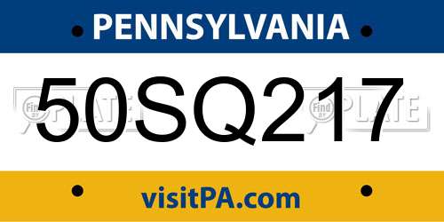 50SQ217 Pennsylvania License Plate