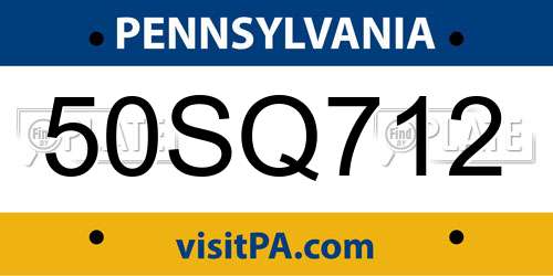 50SQ712 Pennsylvania License Plate