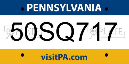 50SQ717 Pennsylvania License Plate