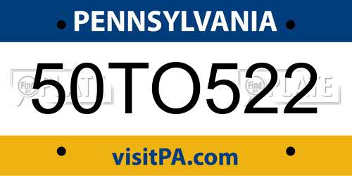 50TO522 Pennsylvania License Plate