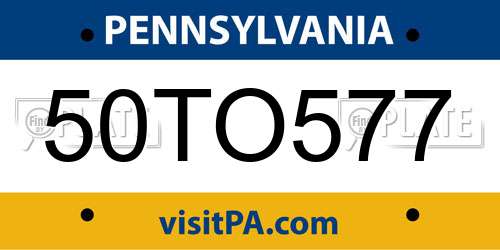 50TO577 Pennsylvania License Plate