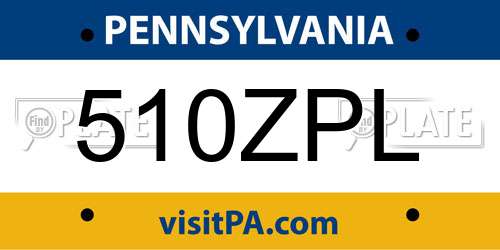 510ZPL Pennsylvania License Plate