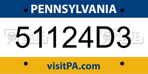 51124D3 Pennsylvania License Plate