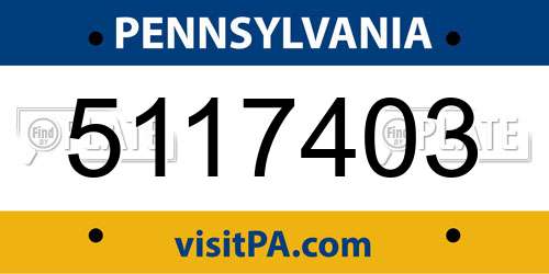 5117403 Pennsylvania License Plate