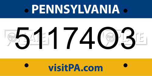 51174O3 Pennsylvania License Plate
