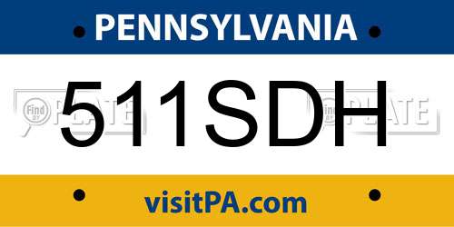 511SDH Pennsylvania License Plate