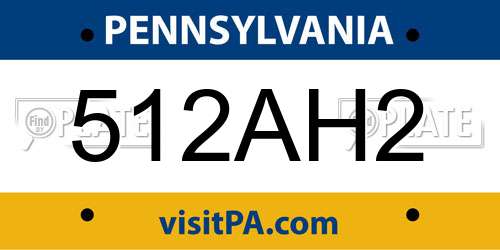 512AH2 Pennsylvania License Plate