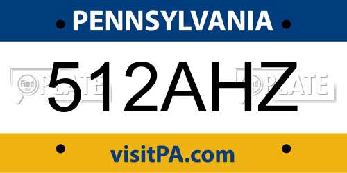 512AHZ Pennsylvania License Plate