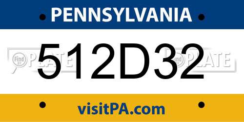 512D32 Pennsylvania License Plate