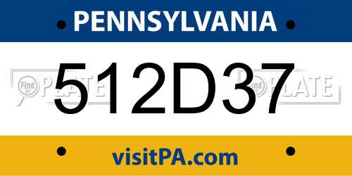 512D37 Pennsylvania License Plate