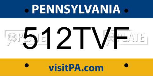 512TVF Pennsylvania License Plate