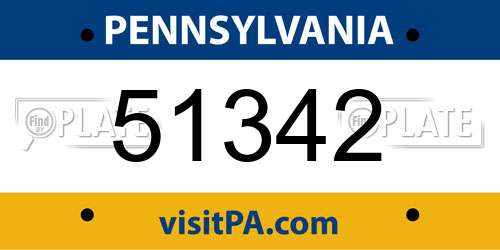 51342 Pennsylvania License Plate