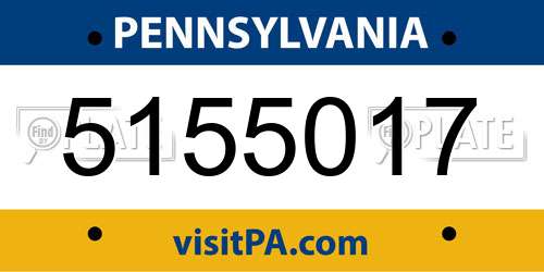5155017 Pennsylvania License Plate