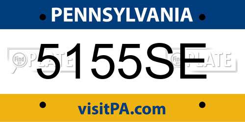 5155SE Pennsylvania License Plate