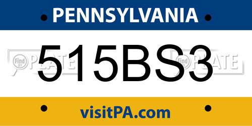 515BS3 Pennsylvania License Plate