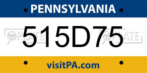 515D75 Pennsylvania License Plate