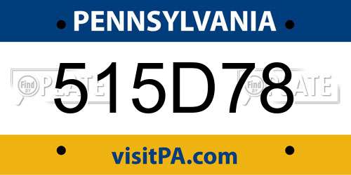 515D78 Pennsylvania License Plate