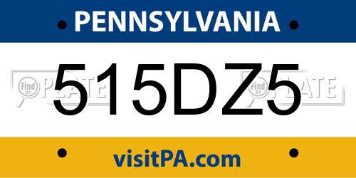 515DZ5 Pennsylvania License Plate