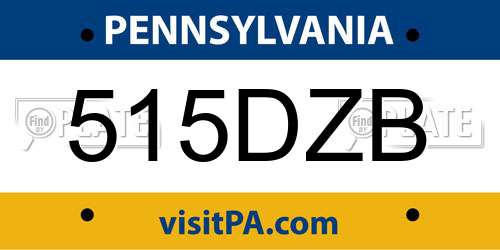 515DZB Pennsylvania License Plate