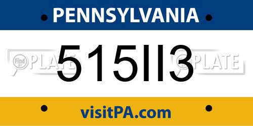 515II3 Pennsylvania License Plate
