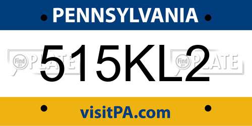 515KL2 Pennsylvania License Plate