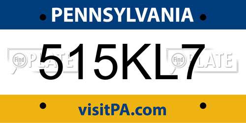 515KL7 Pennsylvania License Plate