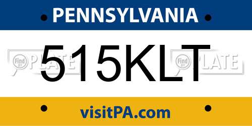 515KLT Pennsylvania License Plate