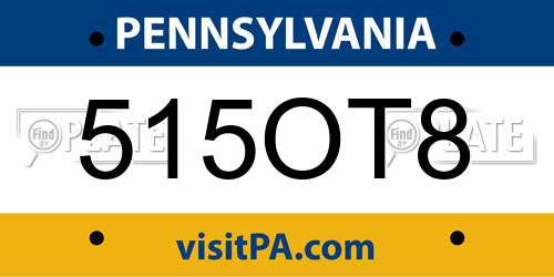 515OT8 Pennsylvania License Plate