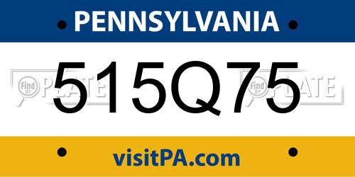515Q75 Pennsylvania License Plate