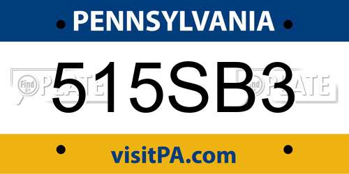 515SB3 Pennsylvania License Plate