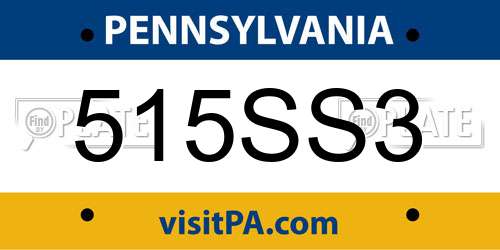 515SS3 Pennsylvania License Plate