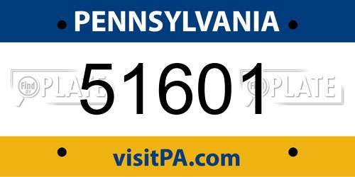 51601 Pennsylvania License Plate