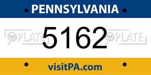 5162 Pennsylvania License Plate