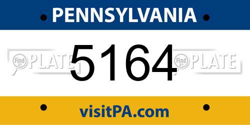 5164 Pennsylvania License Plate