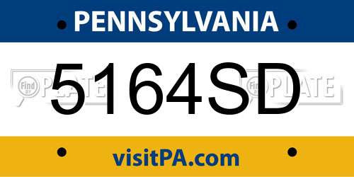 5164SD Pennsylvania License Plate