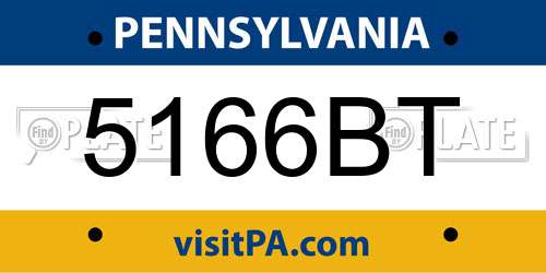 5166BT Pennsylvania License Plate