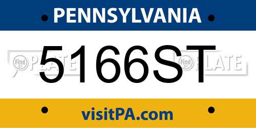 5166ST Pennsylvania License Plate