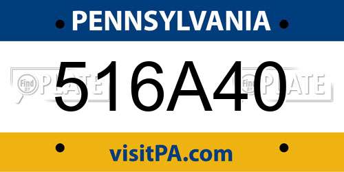 516A40 Pennsylvania License Plate