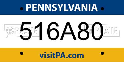 516A80 Pennsylvania License Plate