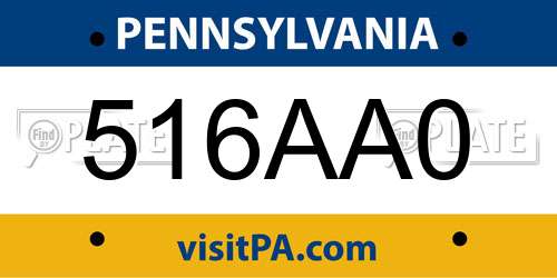 516AA0 Pennsylvania License Plate