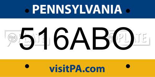 516ABO Pennsylvania License Plate