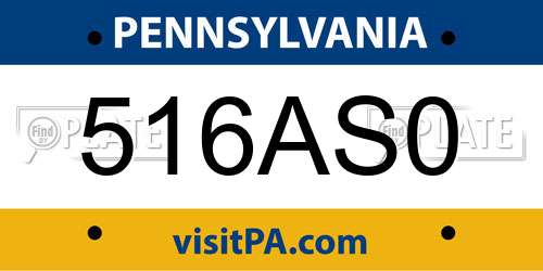 516AS0 Pennsylvania License Plate