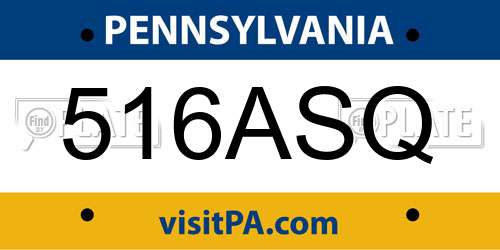 516ASQ Pennsylvania License Plate