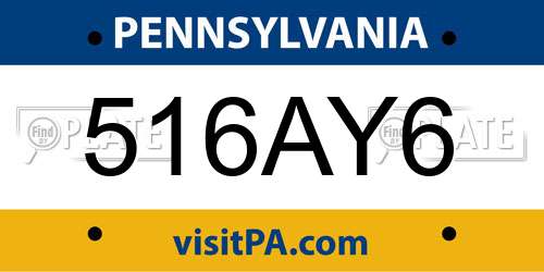 516AY6 Pennsylvania License Plate